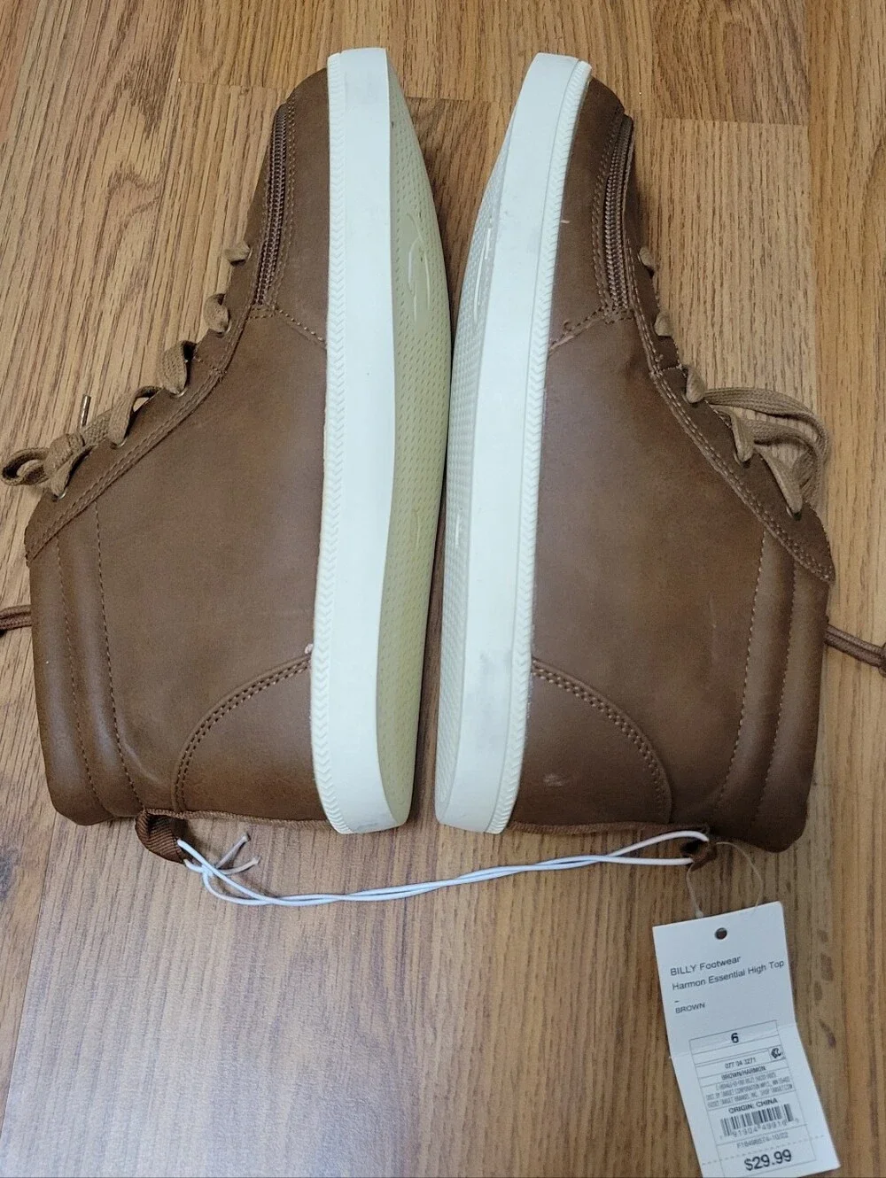 Nwt Billy Shoes Boys Brown Zipup High Top Sneakers